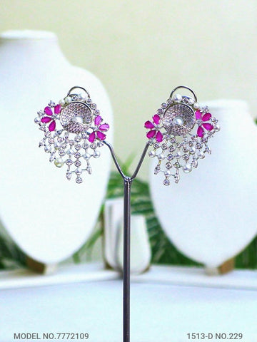 Cz Designer Long Earrings