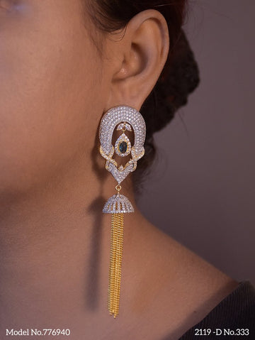 Cz Designer Long Earrings